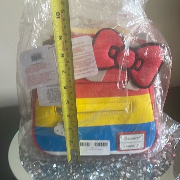 Loungefly Hello Kitty 45th Anniversary Stripes Convertible Mini Backpack kid new - Picture 11 of 16